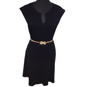 NY&CO Black Gwen Fit & Flare Cotton Dress